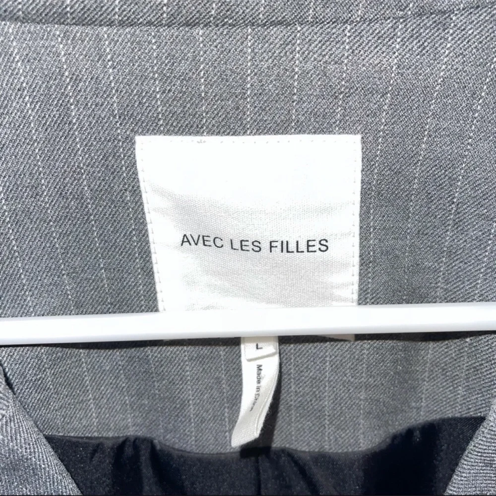 Avec Les Filles Belted Grey Pinstripe Blazer Jacket - Picture 7 of 14